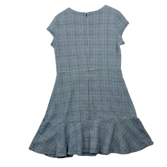 Gap Plaid Fit and Flare Peplum Dress in Ponte, Sz 10 Black plaid - Picture 9 of 16